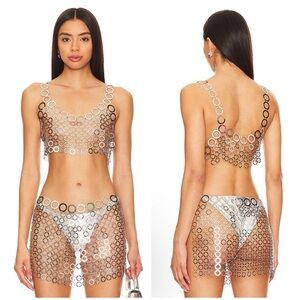 H:ours Sylvie Mini Skirt and Top Set in Silver